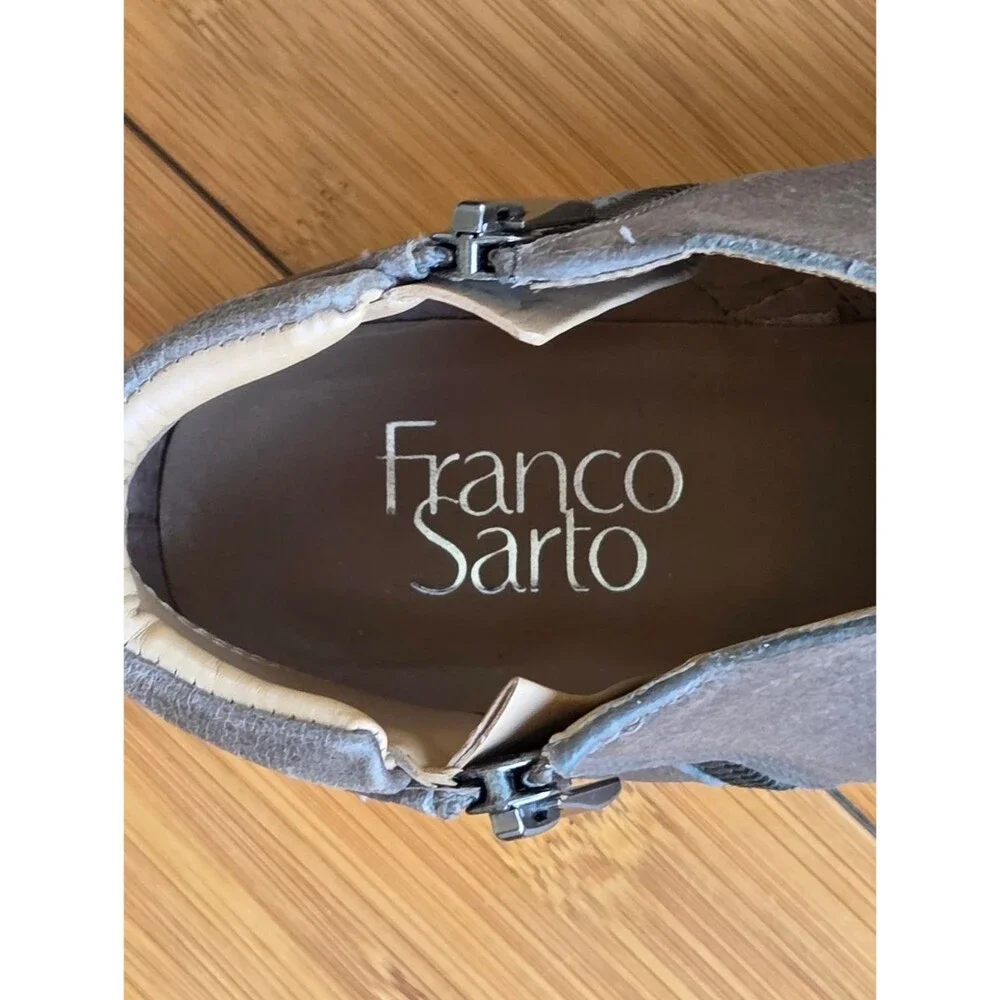 Franco Sarto Keegan Dual Zip Leather Ankle Booties size 8 Brown